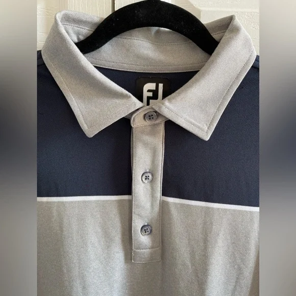 FootJoy FJ XL Grey and Navy shirt sleeve Premium Golf Polo - Picture 1 of 6